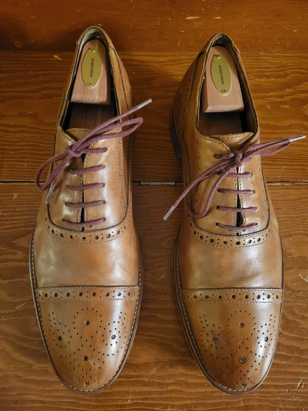 Men's Johnston & Murphy Conard Tan Leather Brogue Oxford Dress Shoes